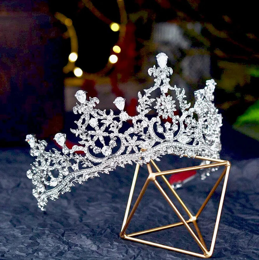 Wedding Hair Accessories - Silver Cubic Zirconia Bridal Tiara