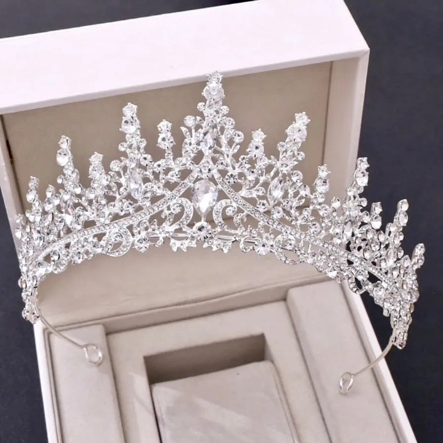 Wedding Hair Accessories - Baroque Bridal Tiara - Silver with Clear Crystals
