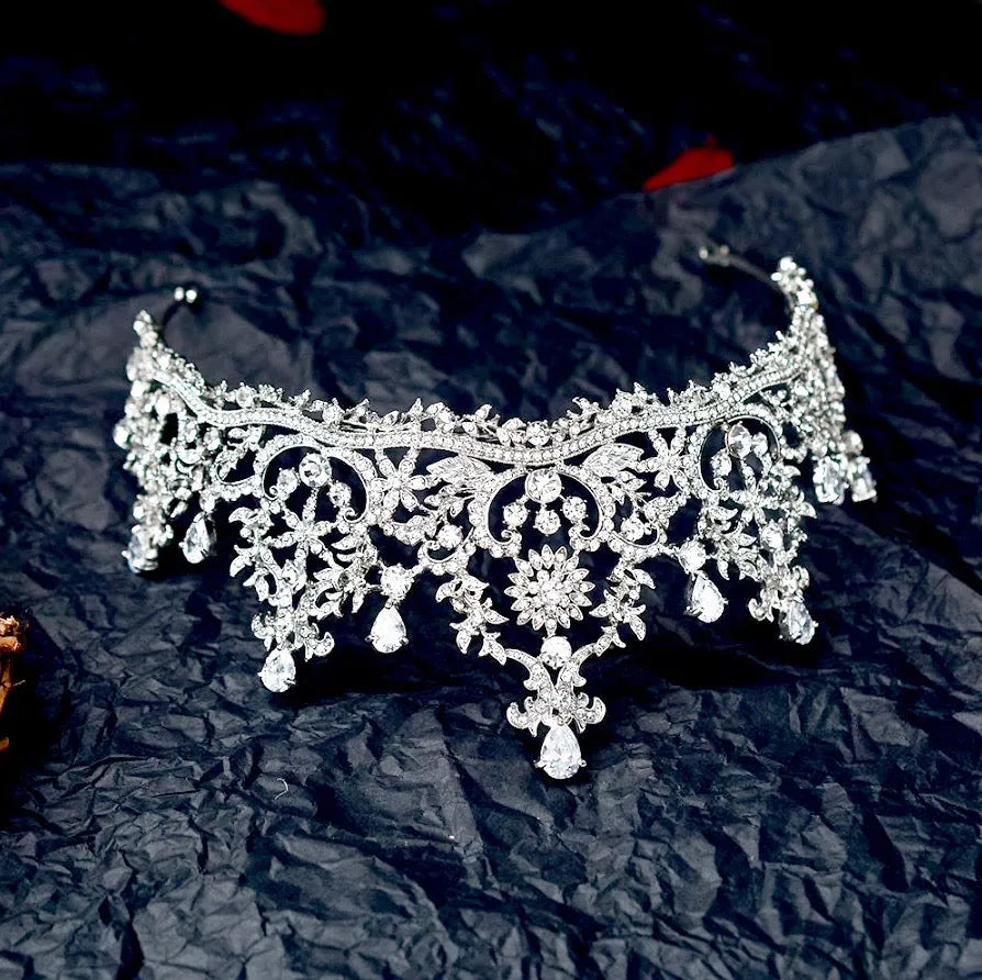 Wedding Hair Accessories - Silver Cubic Zirconia Bridal Tiara