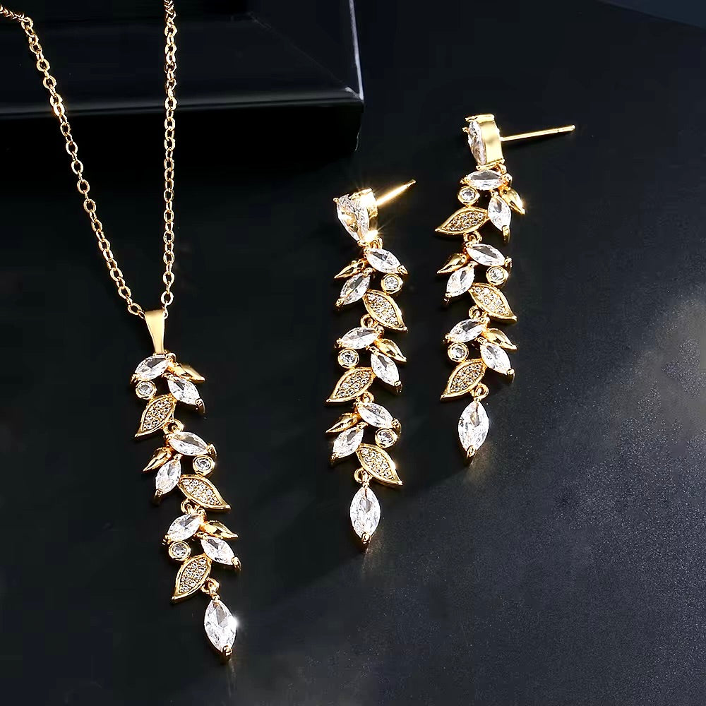 Wedding Jewelry - Cubic Zirconia Bridal Jewelry Set - Available in Silver and Gold