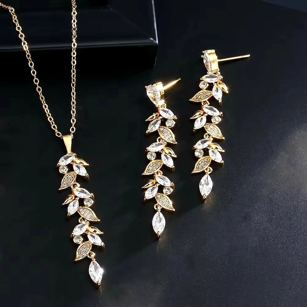 Wedding Jewelry - Cubic Zirconia Bridal Jewelry Set - Available in Silver and Gold