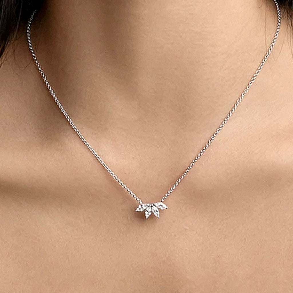 Wedding Jewelry - Minimalist Cubic Zirconia Bridal Necklace - Available in Gold and Silver