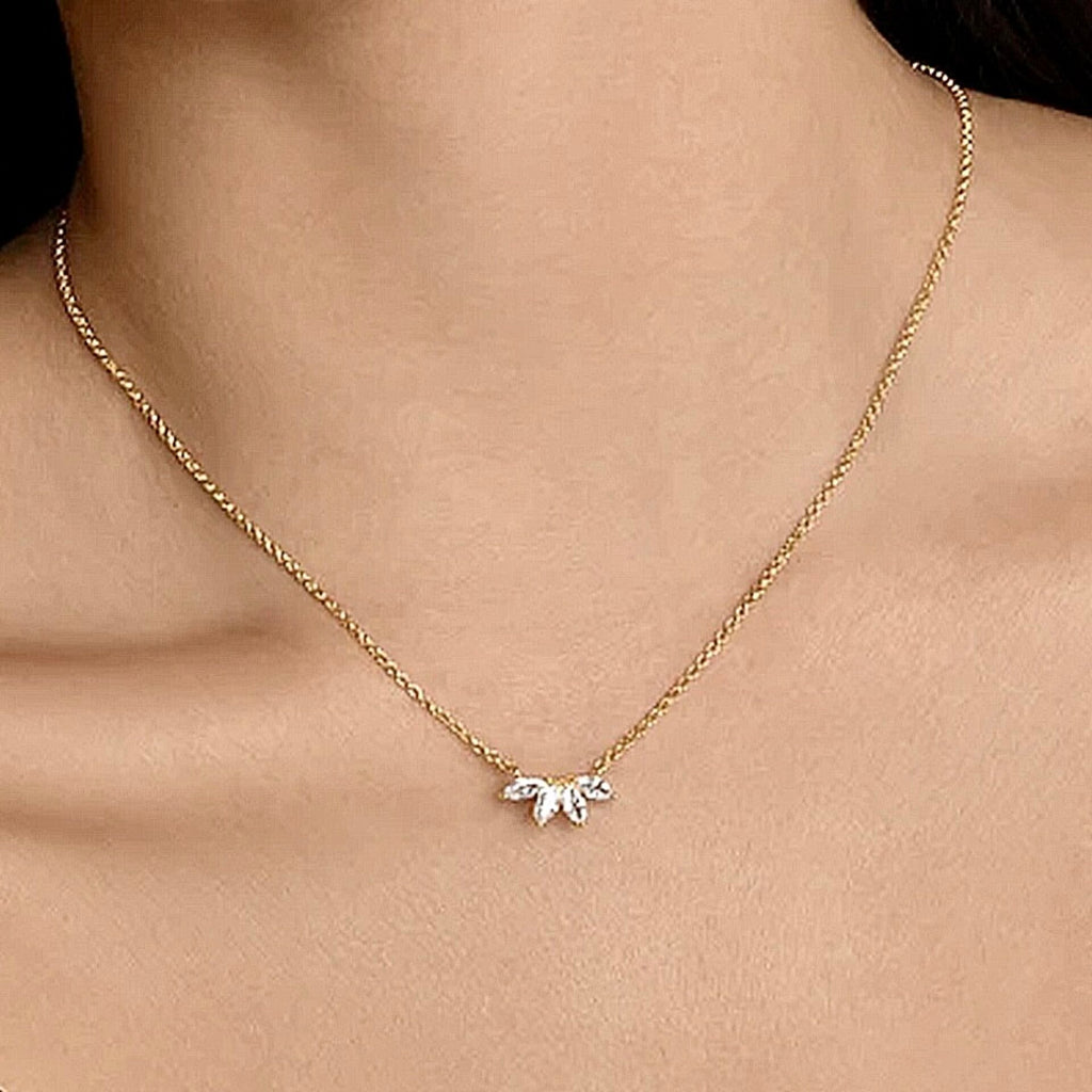 Wedding Jewelry - Minimalist Cubic Zirconia Bridal Necklace - Available in Gold and Silver