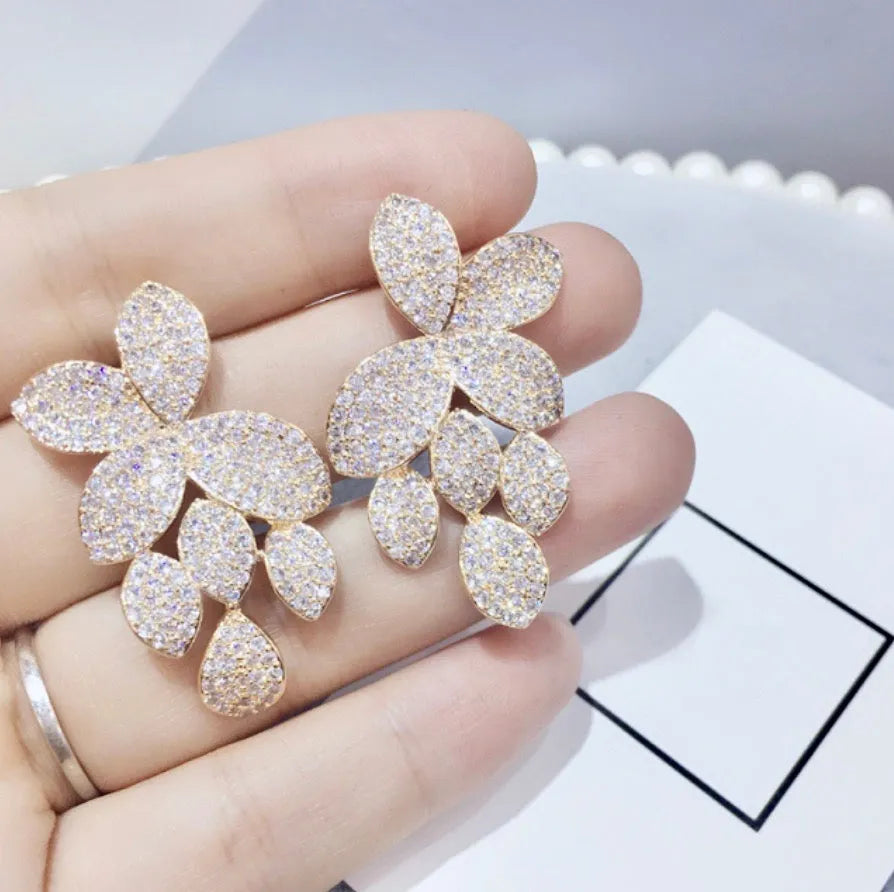 Wedding Jewelry - Cubic Zirconia Bridal Earrings - Available in Silver, Rose Gold and Yellow Gold 