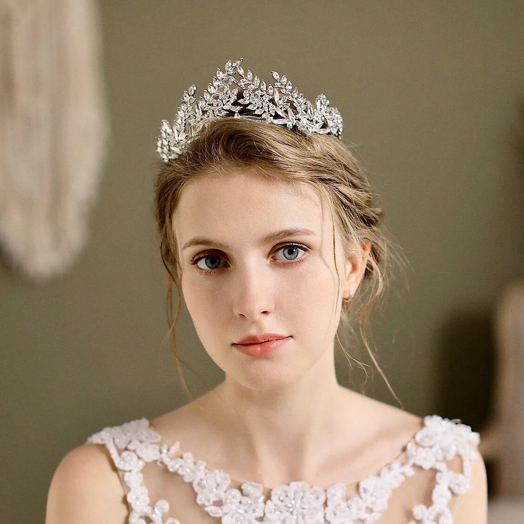 Wedding Hair Accessories - Silver Pearl and Cubic Zirconia Bridal Tiara