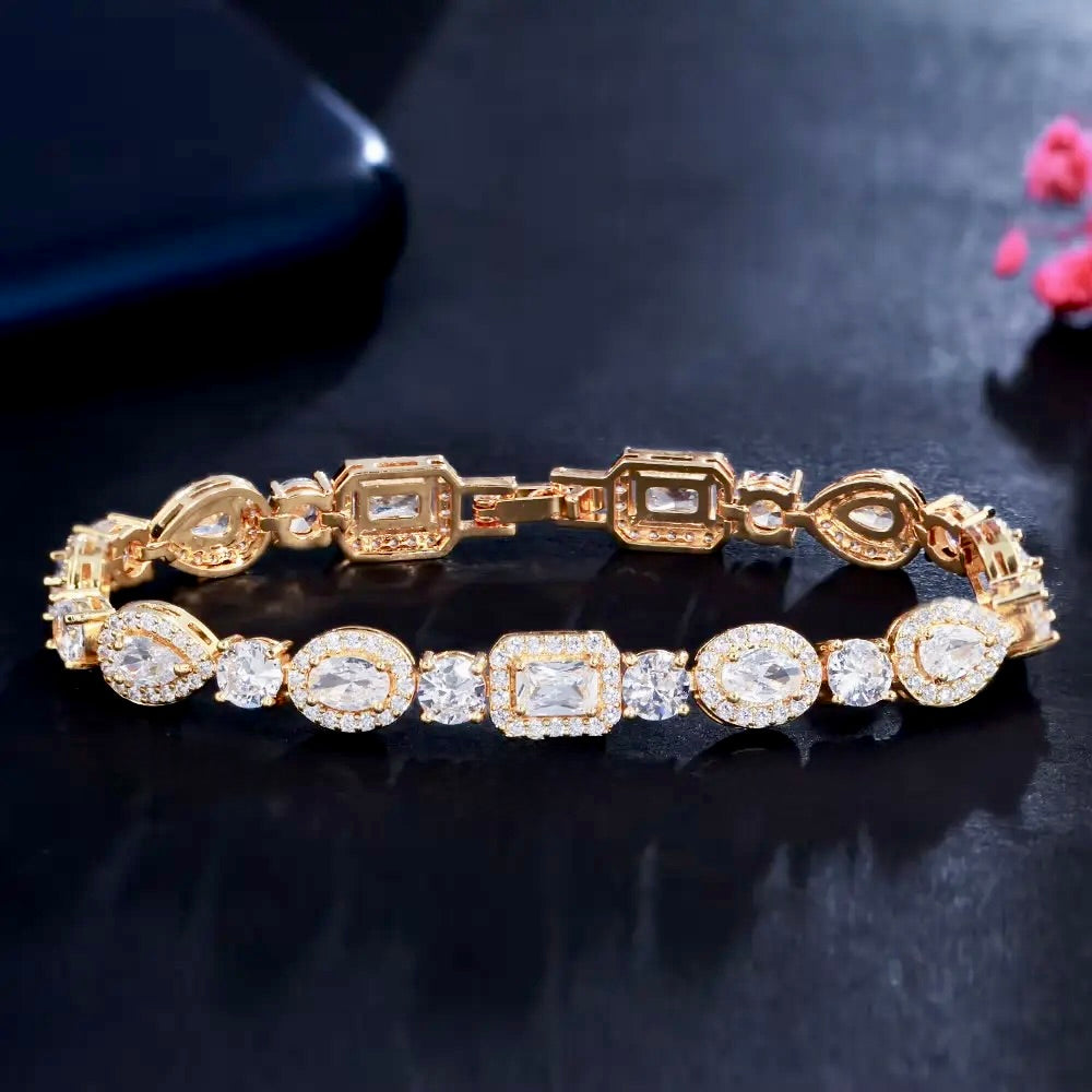 Wedding Jewelry - Cubic Zirconia Bridal Bracelet - Available in Silver, Rose Gold and Yellow Gold