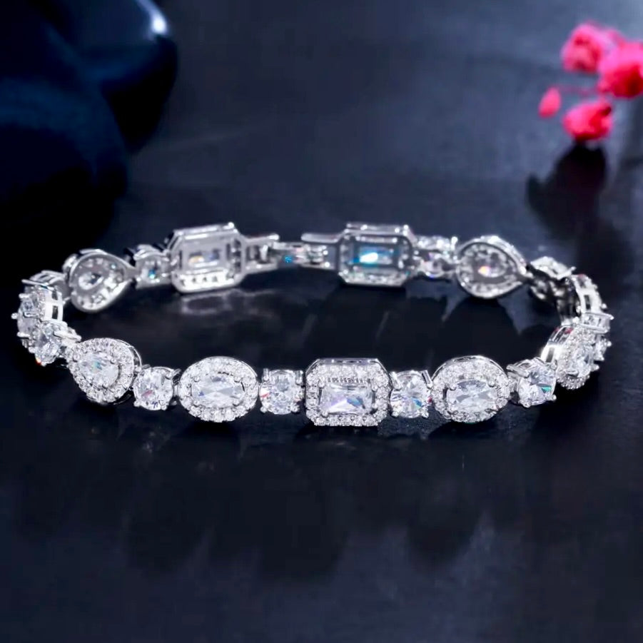 Wedding Jewelry - Cubic Zirconia Bridal Bracelet - Available in Silver, Rose Gold and Yellow Gold