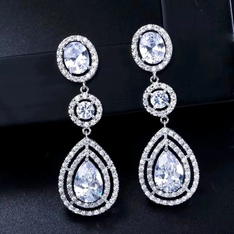 Wedding Jewelry - Silver Cubic Zirconia Bridal Earrings - More Colors