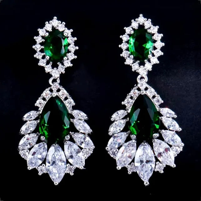 Wedding Jewelry - Silver Cubic Zirconia Bridal Earrings - More Colors 