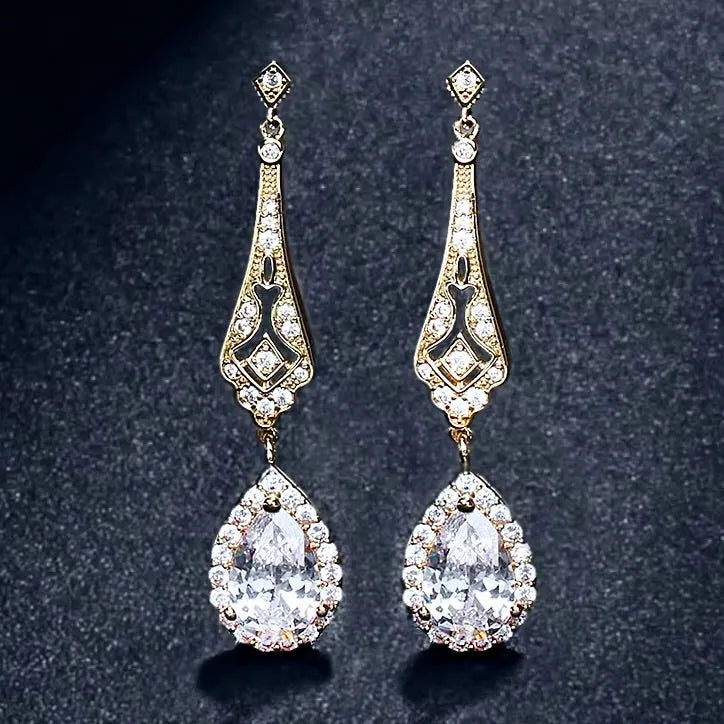 Wedding Jewelry - Cubic Zirconia Bridal Earrings - Available in Silver and Rose Gold