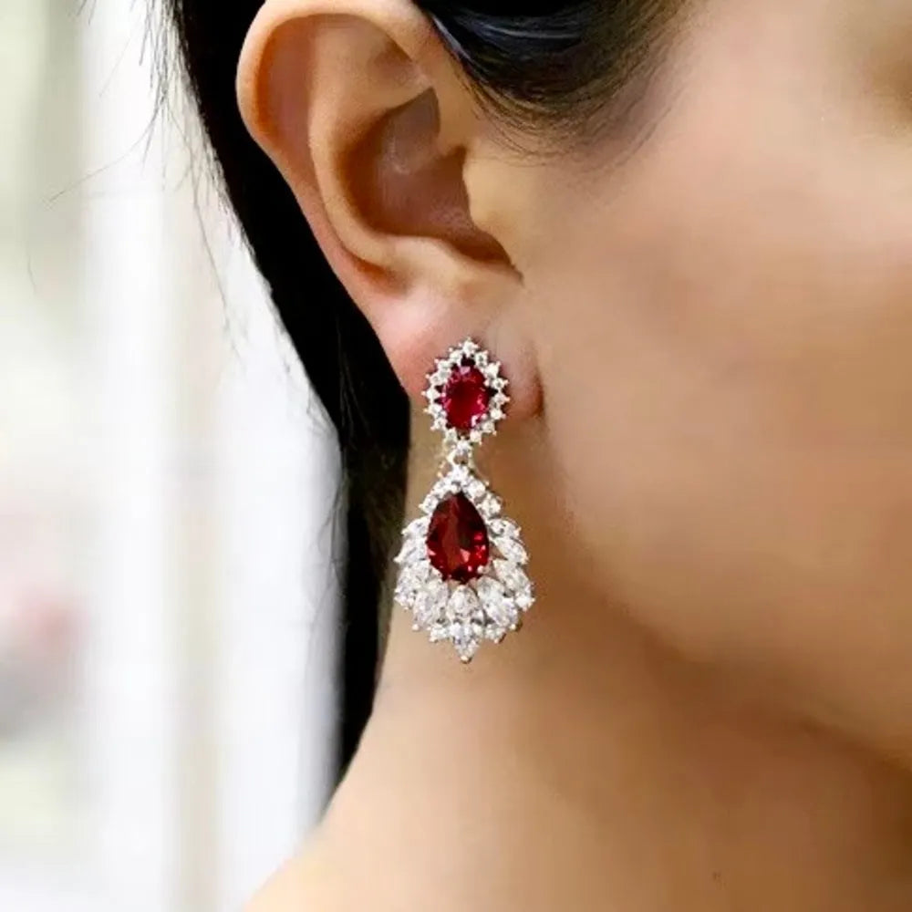 Wedding Jewelry | Silver Cubic Zirconia Bridal Earrings - Choose Your Color