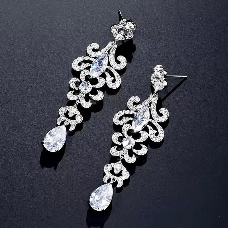 Wedding Jewelry - Cubic Zirconia Bridal Earrings - Available in Silver and Rose Gold