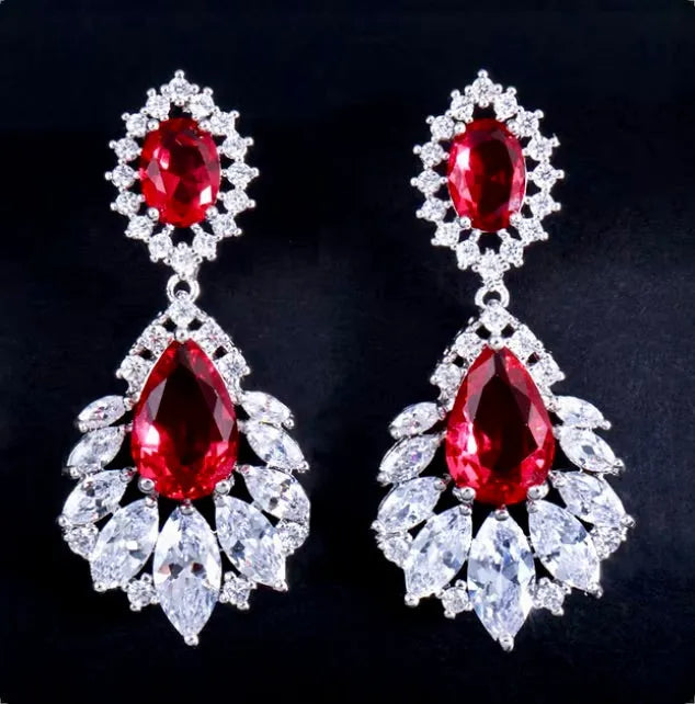 Wedding Jewelry - Silver Cubic Zirconia Bridal Earrings - More Colors 