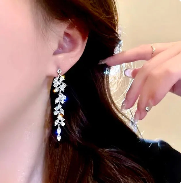 Wedding Jewelry - Cubic Zirconia Bridal Earrings - Available in Silver, Rose Gold and Yellow Gold