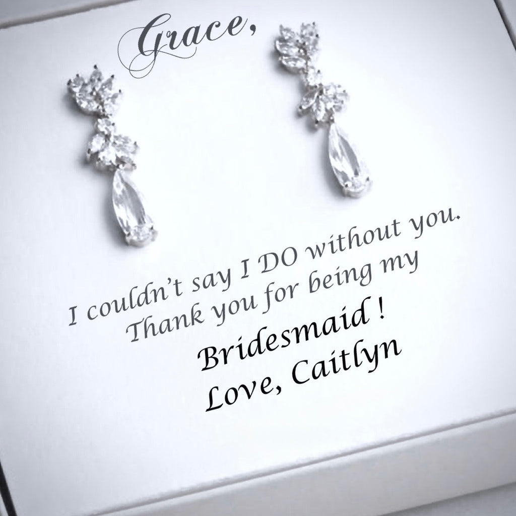 Wedding Jewelry - Cubic Zirconia Bridal Earrings - Available in Rose Gold, Silver and Yellow Gold