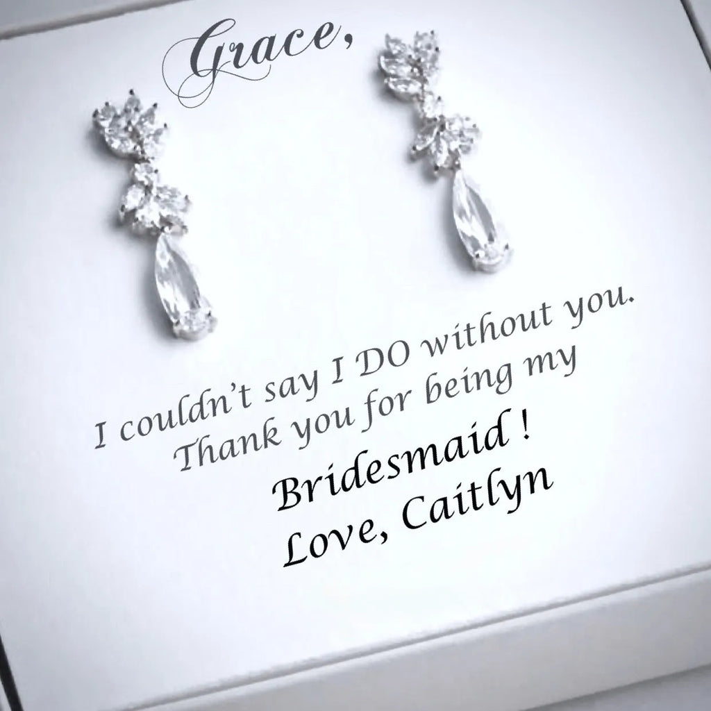 Wedding Jewelry - Cubic Zirconia Bridal Earrings - Available in Rose Gold, Silver and Yellow Gold