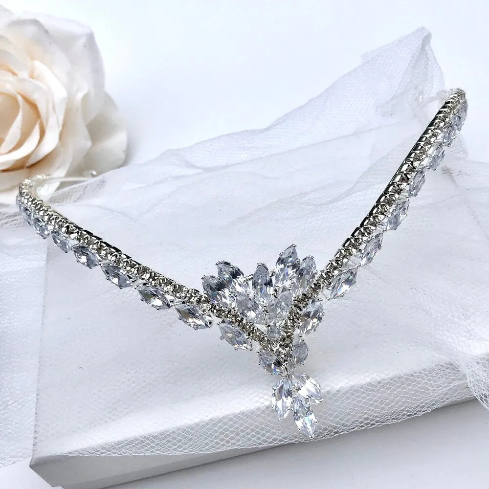 Wedding Hair Accessories - Cubic Zirconia Bridal Frontlet Tiara