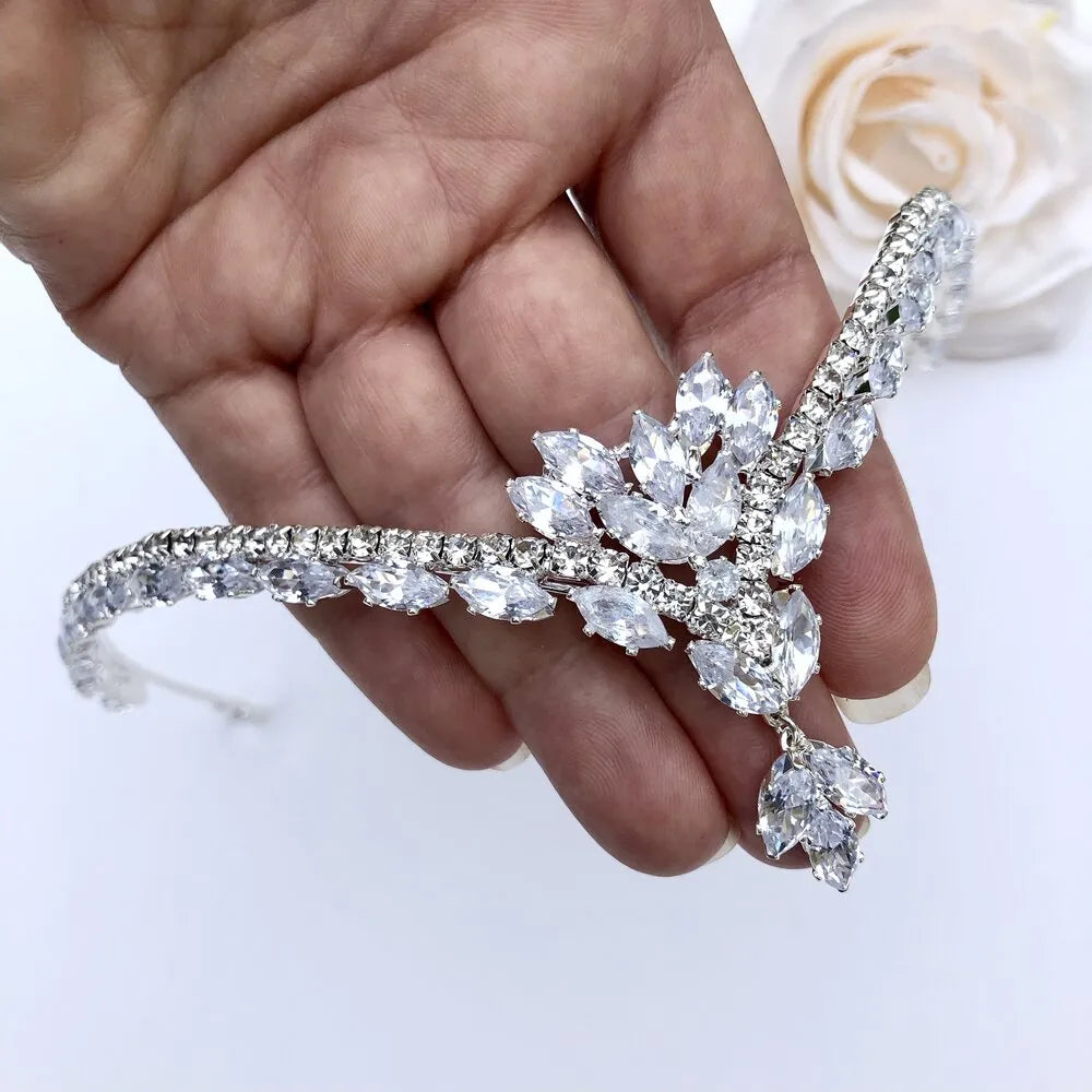 Wedding Hair Accessories - Cubic Zirconia Bridal Frontlet Tiara