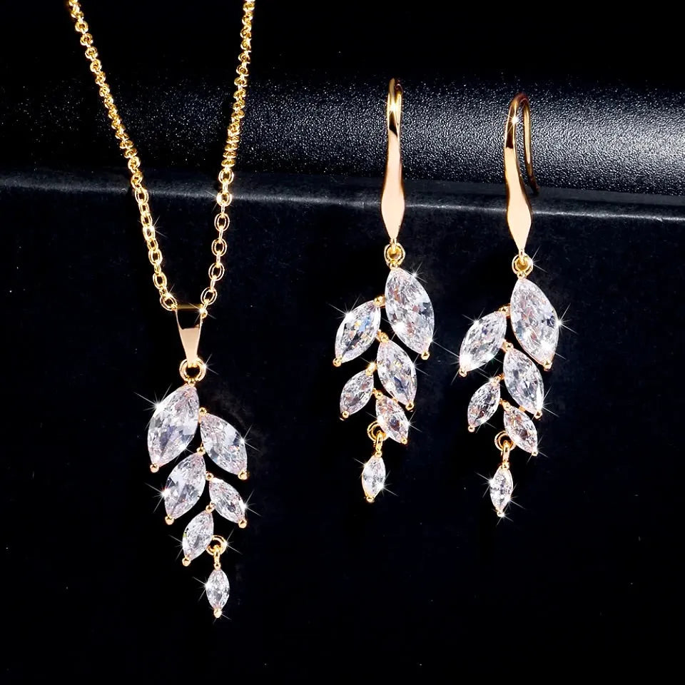 Wedding Jewelry - Cubic Zirconia Bridal Jewelry Set - Available in Silver, Rose Gold and Yellow Gold