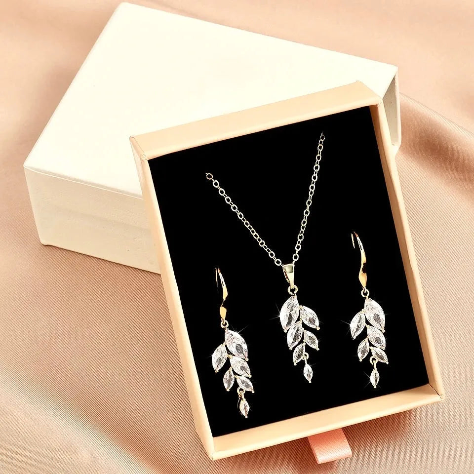 Wedding Jewelry - Cubic Zirconia Bridal Jewelry Set - Available in Silver, Rose Gold and Yellow Gold