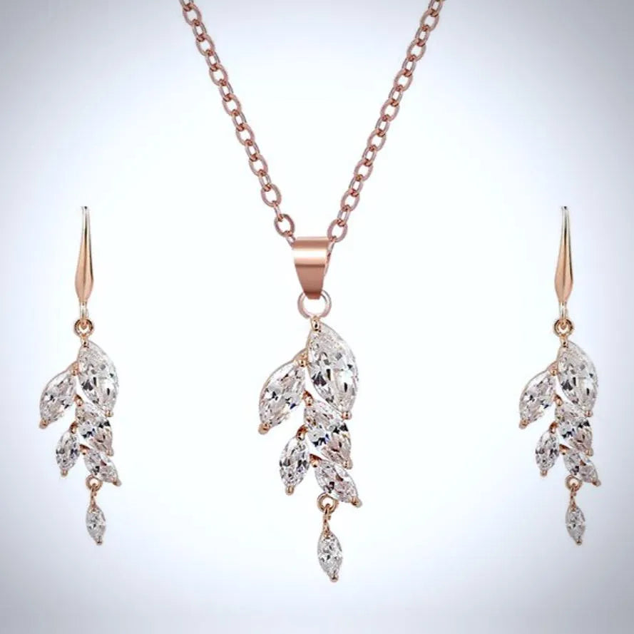 Wedding Jewelry - Cubic Zirconia Bridal Jewelry Set - Available in Silver, Rose Gold and Yellow Gold