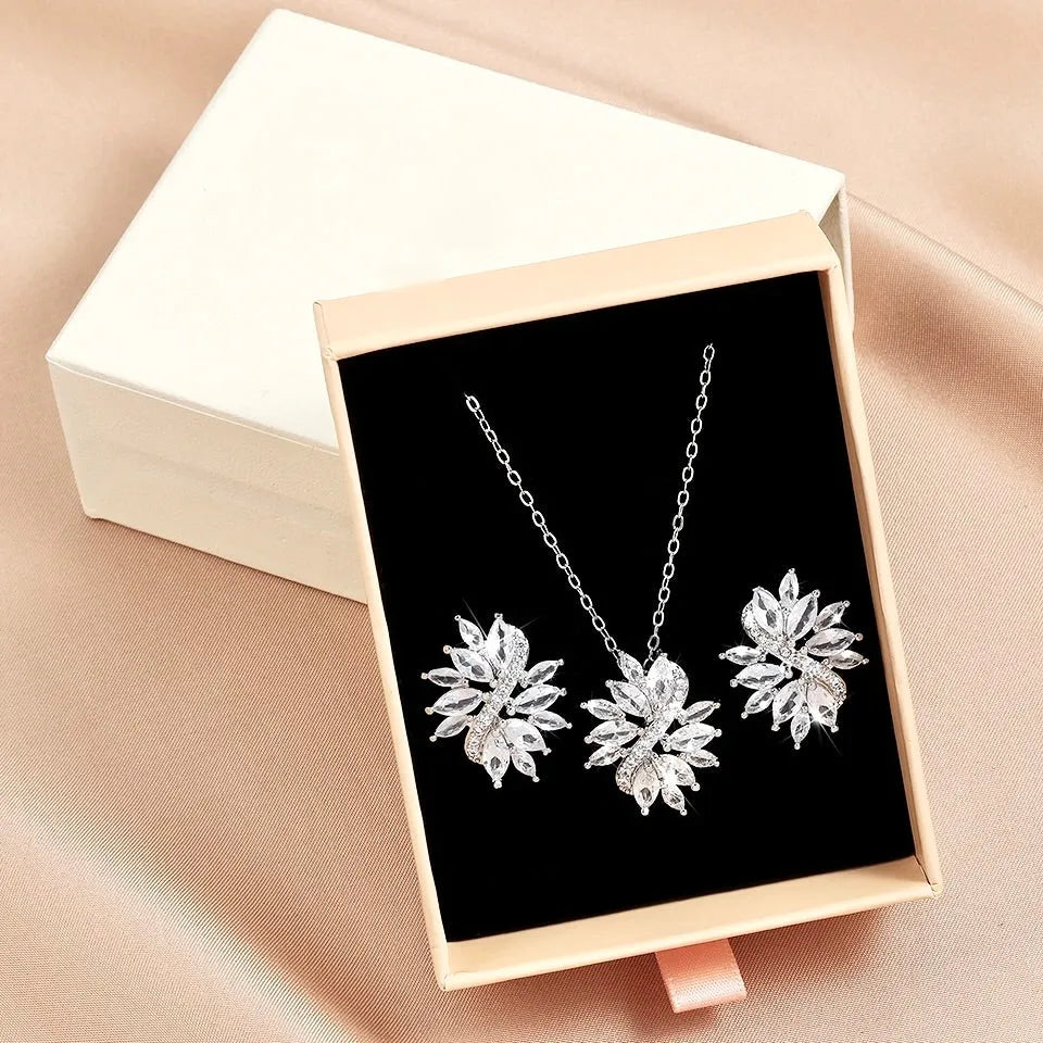 Wedding Jewelry - Cubic Zirconia Bridal Jewelry Set - Available in Silver and Rose Gold