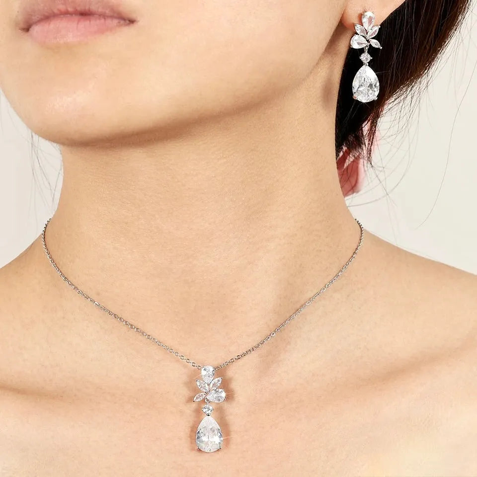 Wedding Jewelry - Cubic Zirconia Bridal Jewelry Set - Available in Silver, Rose Gold and Yellow Gold