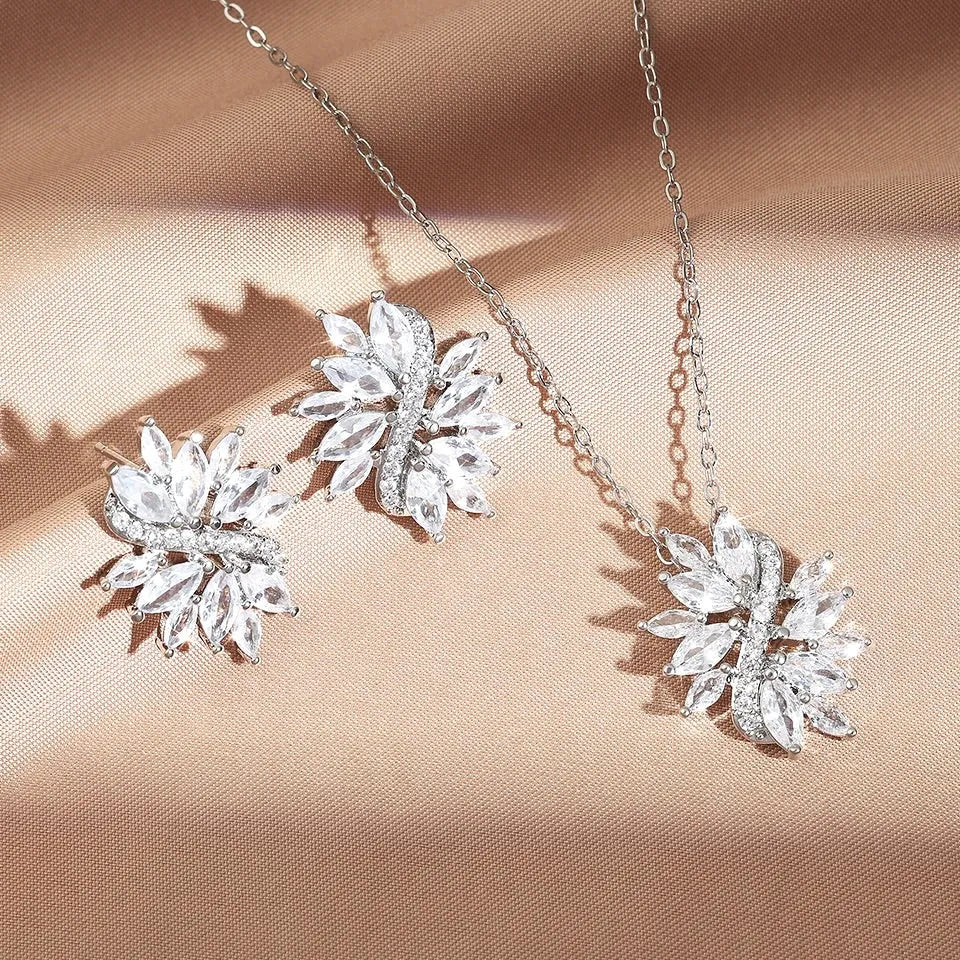 Wedding Jewelry - Cubic Zirconia Bridal Jewelry Set - Available in Silver and Rose Gold