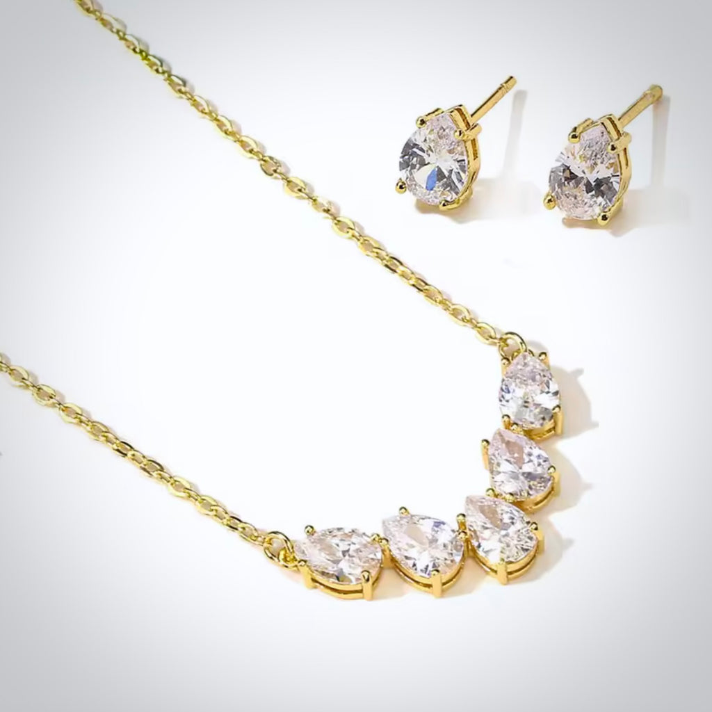 Wedding Jewelry - Silver Cubic Zirconia Bridal Jewelry Set