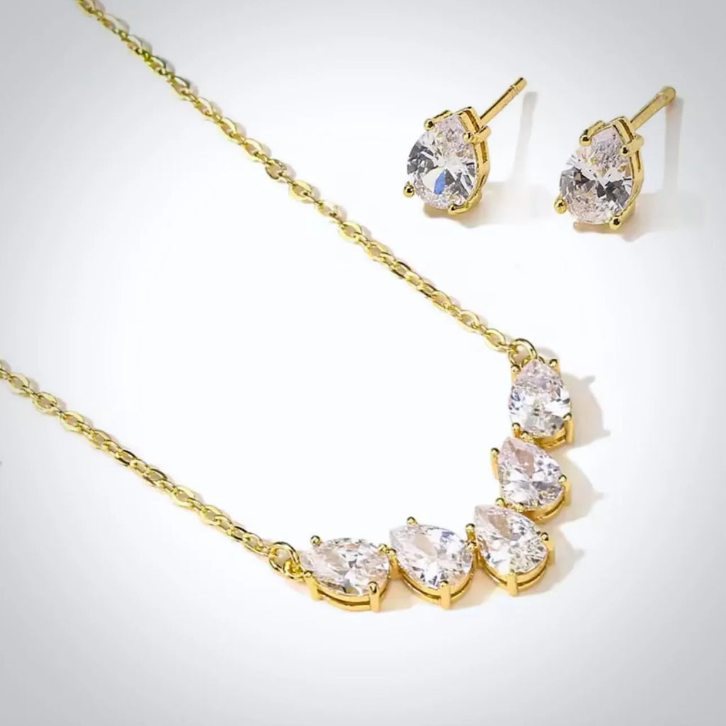 Wedding Jewelry - Silver Cubic Zirconia Bridal Jewelry Set