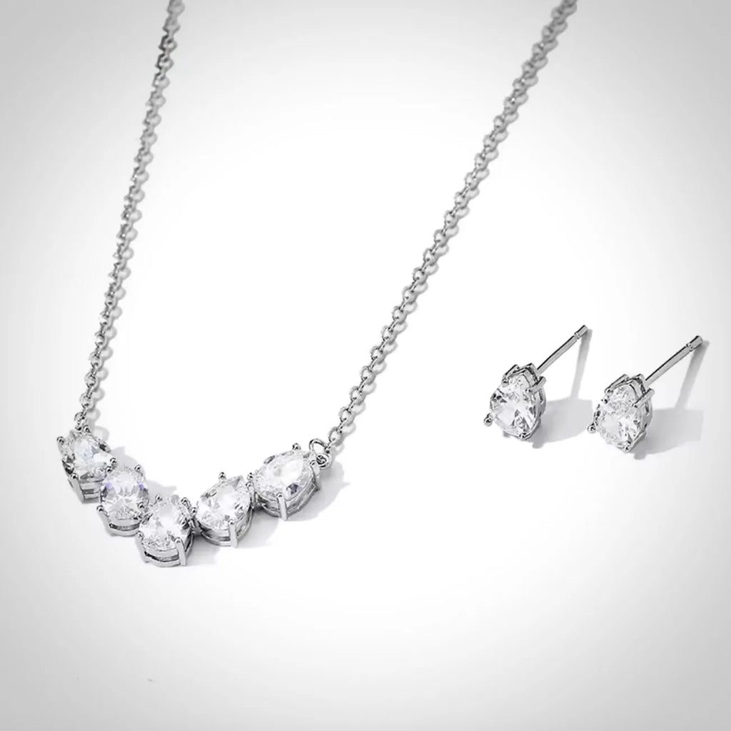 Wedding Jewelry - Silver Cubic Zirconia Bridal Jewelry Set