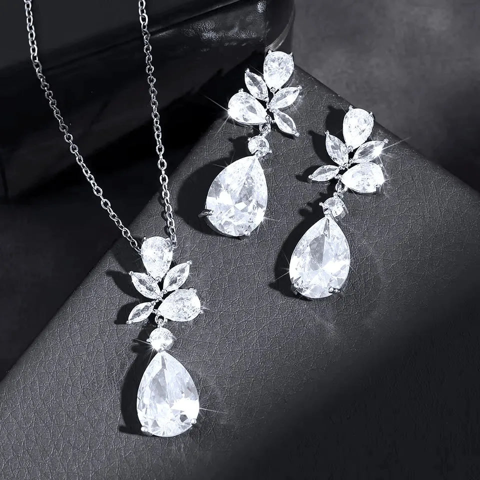 Wedding Jewelry - Cubic Zirconia Bridal Jewelry Set - Available in Silver, Rose Gold and Yellow Gold