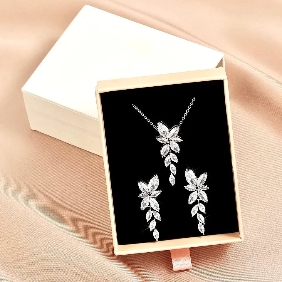 Wedding Jewelry - Cubic Zirconia Bridal Jewelry Set - Available Silver, Rose Gold and Yellow Gold