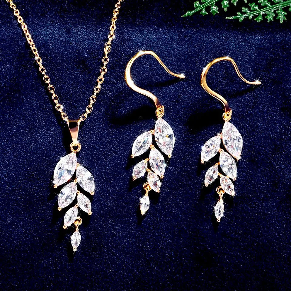 Wedding Jewelry - Cubic Zirconia Bridal Jewelry Set - Available in Silver, Rose Gold and Yellow Gold