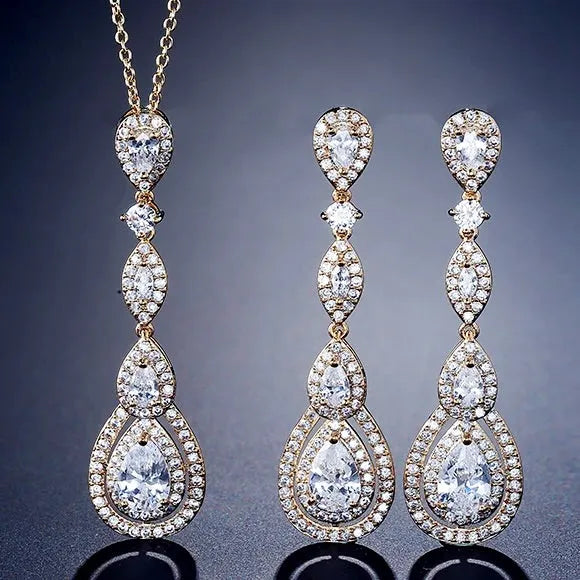 "Amalfi" - Cubic Zirconia Bridal Necklace - Available in Silver, Rose Gold and Yellow Gold