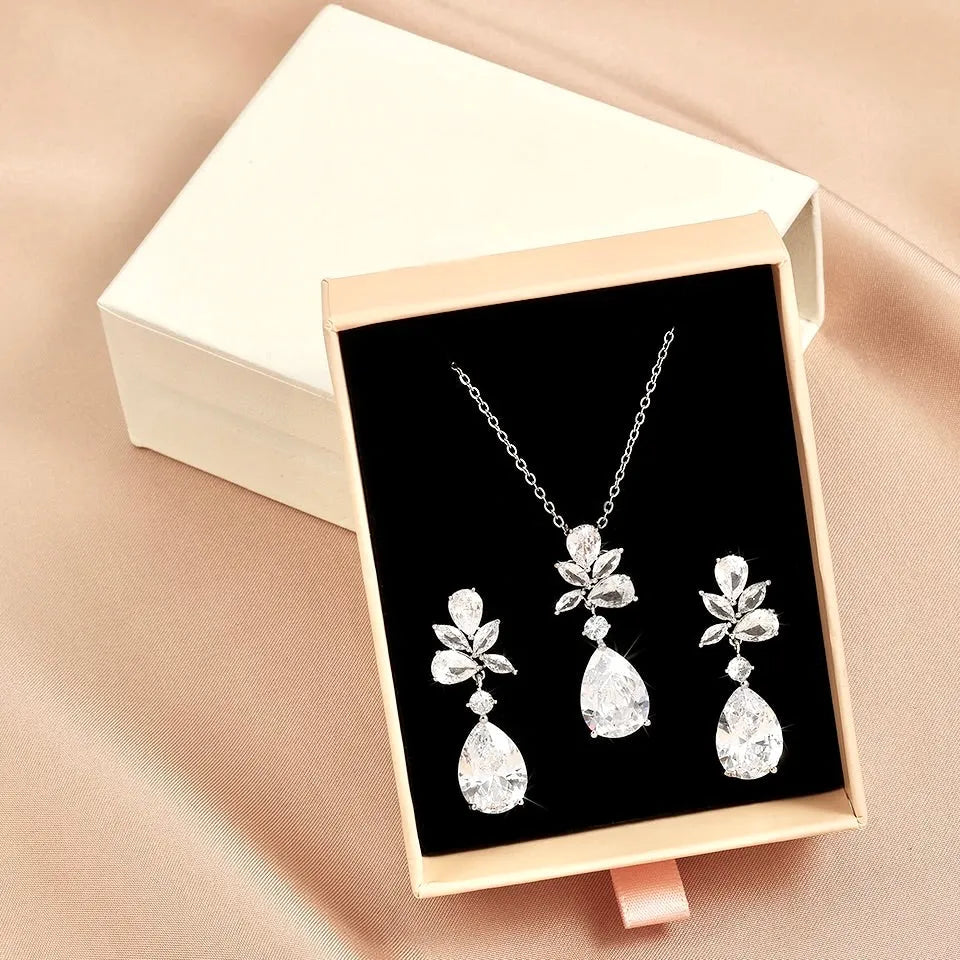 Wedding Jewelry - Cubic Zirconia Bridal Jewelry Set - Available in Silver, Rose Gold and Yellow Gold