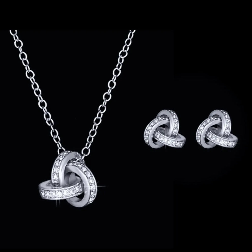 Wedding Jewelry - Cubic Zirconia Necklace and Earrings Set - Available in Silver, Gold and Rose Gold