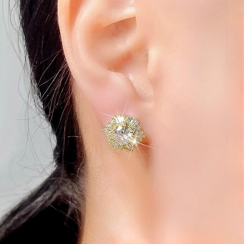 Wedding Jewelry - Cubic Zirconia Bridal Stud Earrings - Available in Silver and Rose Gold