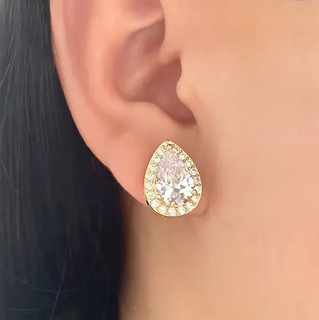 Wedding Jewelry - Cubic Zirconia Bridal Earrings - Available in Silver, Rose Gold and Yellow Gold