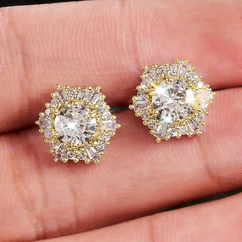Wedding Jewelry - Cubic Zirconia Bridal Stud Earrings - Available in Silver and Rose Gold