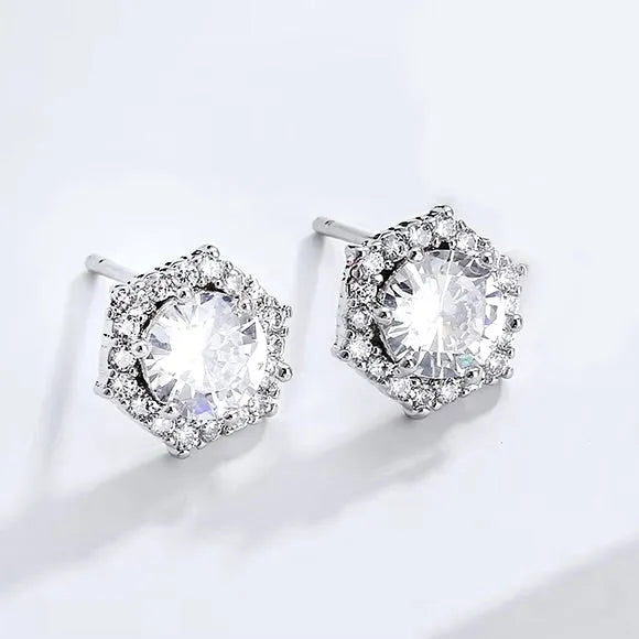 Wedding Jewelry - Cubic Zirconia Bridal Stud Earrings - Available in Silver and Rose Gold