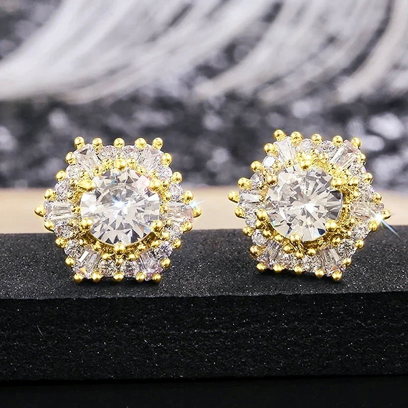 Wedding Jewelry - Cubic Zirconia Bridal Stud Earrings - Available in Silver and Rose Gold