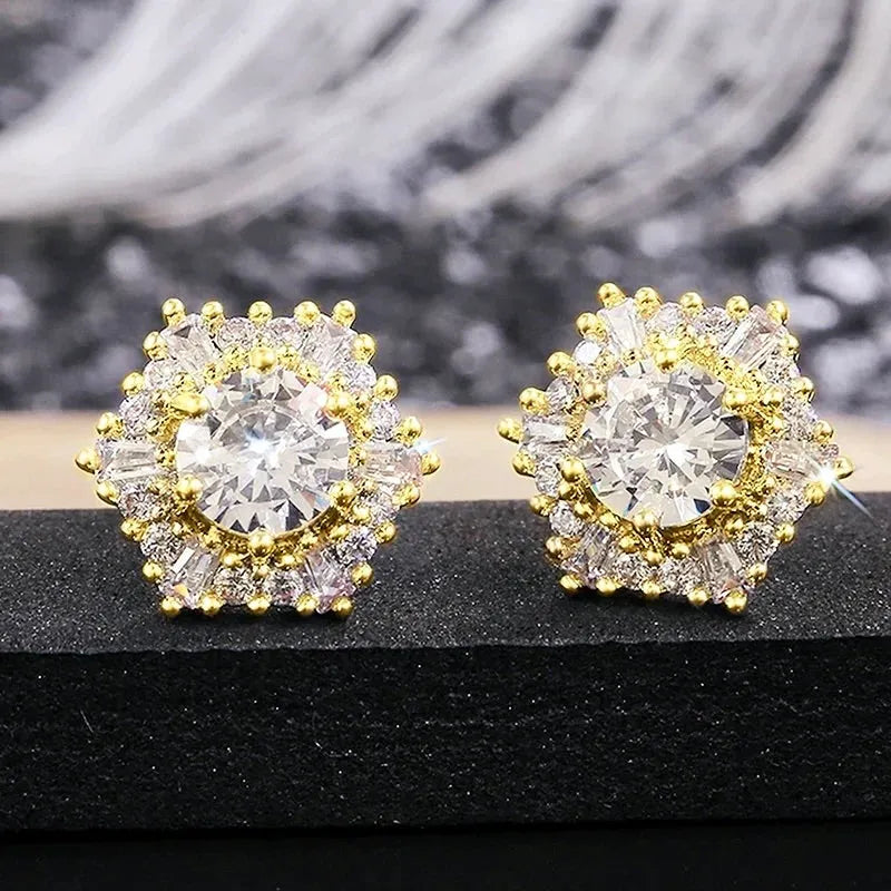 Wedding Jewelry - Cubic Zirconia Bridal Stud Earrings - Available in Silver and Rose Gold
