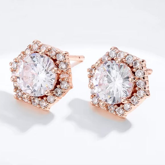 Wedding Jewelry - Cubic Zirconia Bridal Stud Earrings - Available in Silver and Rose Gold