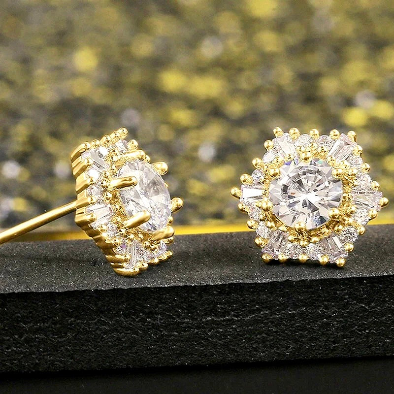 Wedding Jewelry - Cubic Zirconia Bridal Stud Earrings - Available in Silver and Rose Gold