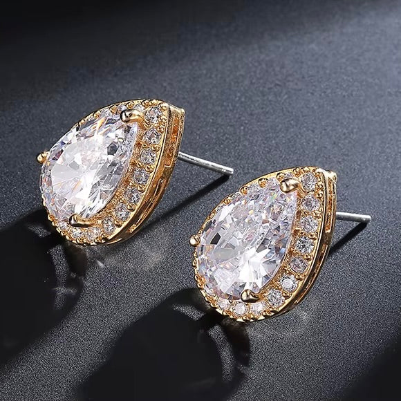 Wedding Jewelry - Cubic Zirconia Bridal Earrings - Available in Silver, Rose Gold and Yellow Gold