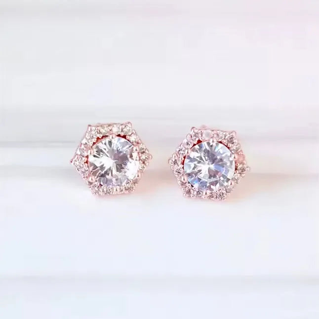 Wedding Jewelry - Cubic Zirconia Bridal Stud Earrings - Available in Silver and Rose Gold