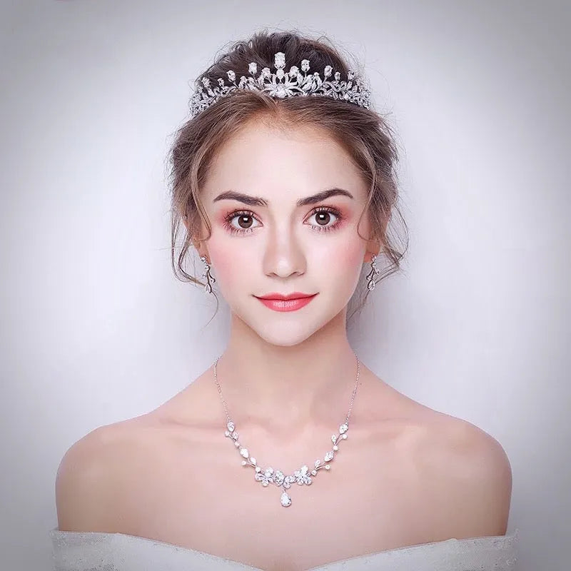 Wedding Hair Accessories - Silver Cubic Zirconia Bridal Tiara