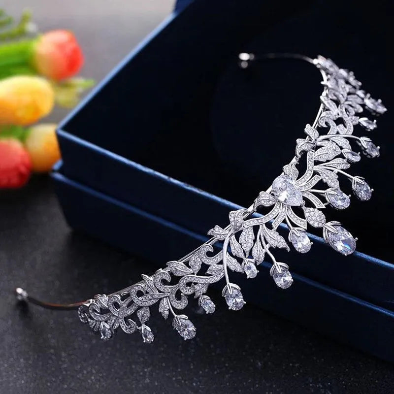 Wedding Hair Accessories - Silver Cubic Zirconia Bridal Tiara