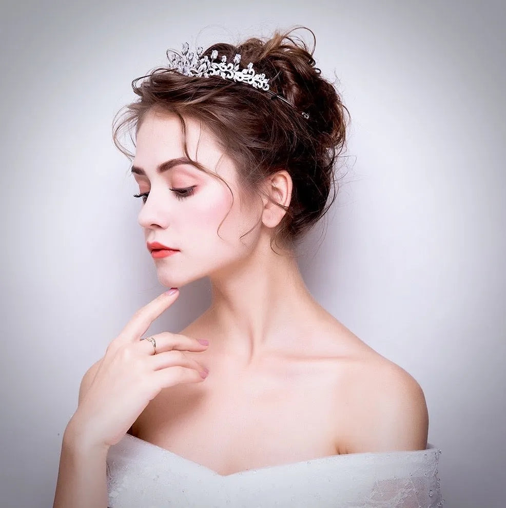 Wedding Hair Accessories - Silver Cubic Zirconia Bridal Tiara